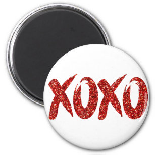XOXO Roter Glitzer   Trendy Modern Glam Brushstrok Magnet