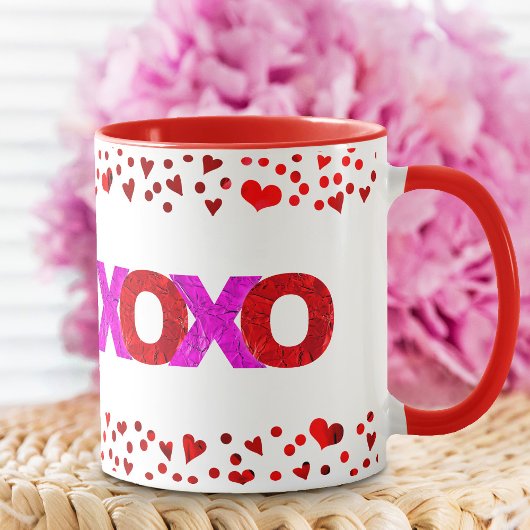 XOXO Roter Rosa Folie Niedlicher, kühne Valentinst Tasse
