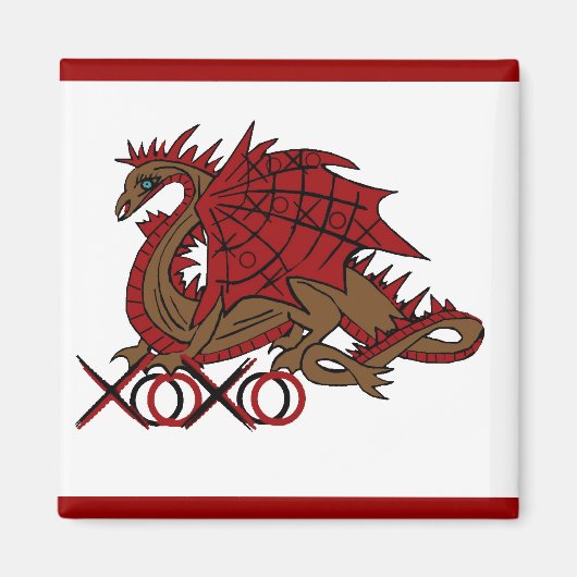 XOXO Roter und Brauner Drache Magnet (Vorne)