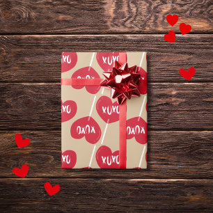 XOXO rotes Herz Lutscher auf Gold Geschenkpapier
