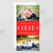XOXO Rotweiße Valentintagsfamilie Feiertagskarte (Vorne/Hinten)