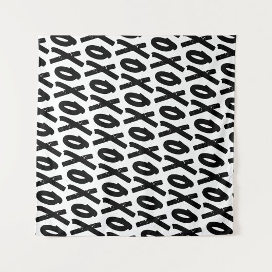 XOXO Schriftart mit gestrichenem Aussehen Schwarzw Wandteppich (Vorderseite (Horizontal))