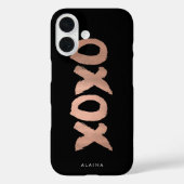 XOXO Schwarz & Imitats Rose Gold Pinselstrich Case-Mate iPhone Hülle (Rückseite)