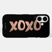 XOXO Schwarz & Imitats Rose Gold Pinselstrich Case-Mate iPhone Hülle (Rückseite (Horizontal))