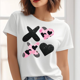 Xoxo Schwarz und Rosa Valentinstag T-Shirt