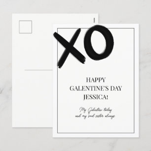 XOXO Schwarz und Weiß Bestie Name Galentinstag Feiertagspostkarte