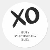 XOXO Schwarz-Weiß-Happy Galentine's Day Babe Runder Aufkleber (Vorderseite)