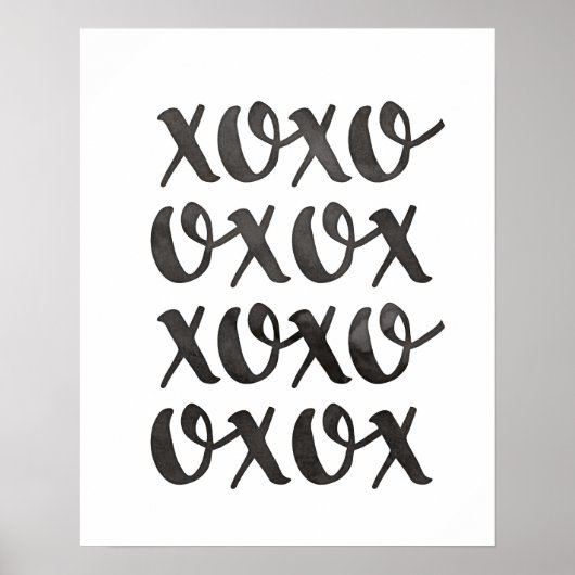 Xoxo schwarz-weiße Typografie-Plakatdruck Poster (Vorne)