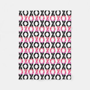 XOXO schwarzes u. rosa Muster Fleecedecke