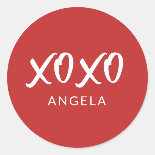 XOXO Script Personalisiert Classic Round Sticker (Vorderseite)