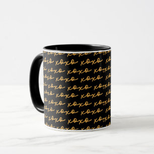 XOXO Stilvolle Gold- und Schwarz-Typografie Tasse