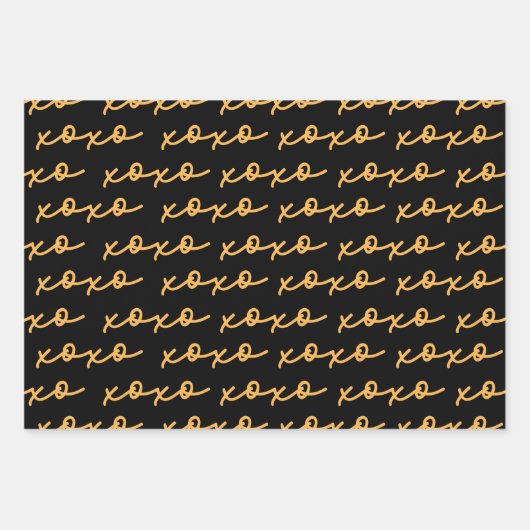 XOXO Stylish Gold and Black Typography Geschenkpapier Set (Vorderseite 2)