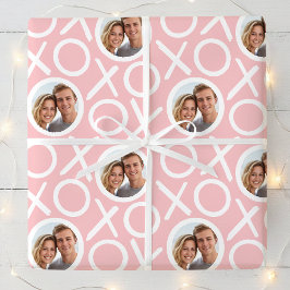 XOXO Umarmungen & Küsse 2 Foto Pinke Pinsel Schrif Geschenkpapier