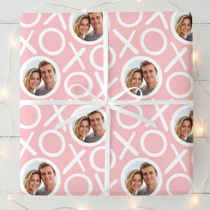 XOXO Umarmungen & Küsse 2 Foto Pinke Pinsel Schrif Geschenkpapier