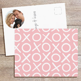 XOXO Umarmungen & Küsse Foto Rosa Pinsel Schrift M Postkarte