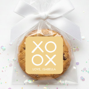 XOXO Umarmungen & Küsse Gelbe Süße Liebesgeschenke Quadratischer Aufkleber