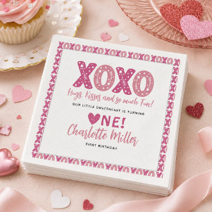 XOXO Umarmungen & Küsse zum Valentinstag 1. Geburt Serviette