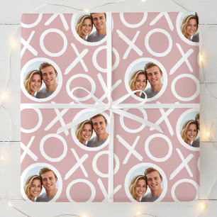 XOXO Umarmungen und Küsse 2 Foto Dusty Pink Pinsel Geschenkpapier