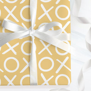 XOXO Umarmungen und Küsse Gelbe Geburtstags-Bürste Geschenkpapier