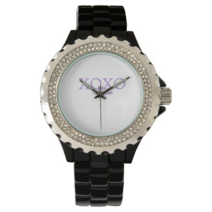 Xoxo valentin Tag hinzufügen Name lila Pastel mini Armbanduhr