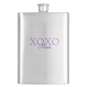 Xoxo valentin Tag hinzufügen Name lila Pastel mini Flachmann