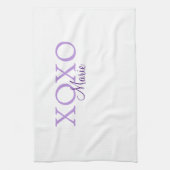 Xoxo valentin Tag hinzufügen Name lila Pastel mini Geschirrtuch (Vertikal)
