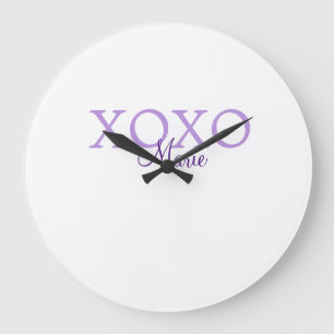 Xoxo valentin Tag hinzufügen Name lila Pastel mini Große Wanduhr
