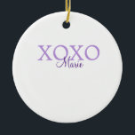 Xoxo valentin Tag hinzufügen Name lila Pastel mini Keramik Ornament<br><div class="desc">schönes Design</div>