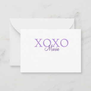 Xoxo valentin Tag hinzufügen Name lila Pastel mini Mitteilungskarte