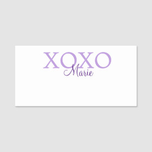 Xoxo valentin Tag hinzufügen Name lila Pastel mini Namensschild