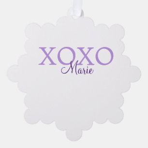 Xoxo valentin Tag hinzufügen Name lila Pastel mini Ornament Karte
