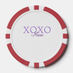 Xoxo valentin Tag hinzufügen Name lila Pastel mini Pokerchips