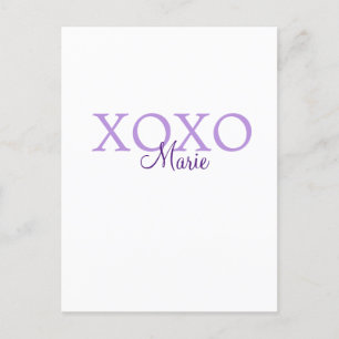 Xoxo valentin Tag hinzufügen Name lila Pastel mini Postkarte