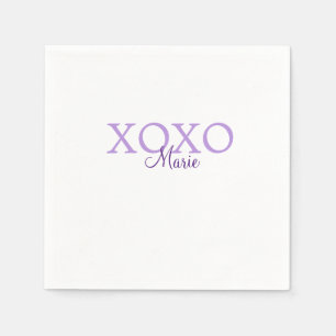 Xoxo valentin Tag hinzufügen Name lila Pastel mini Serviette