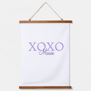 Xoxo valentin Tag hinzufügen Name lila Pastel mini Wandteppich Mit Holzrahmen