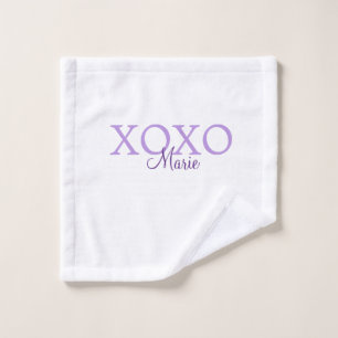 Xoxo valentin Tag hinzufügen Name lila Pastel mini Waschlappen