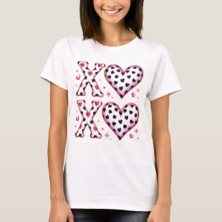 XOXO Valentine Hearts Leopard Pink Preppy Pattern T-Shirt