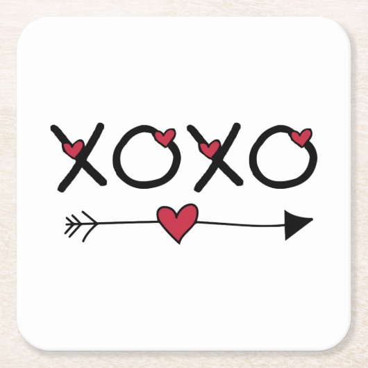 XOXO Valentine Rechteckiger Pappuntersetzer (Vorderseite)