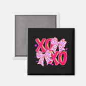 Xoxo Valentines Day Love Funny Coquette Bow Checke Magnet (Vorderseite/Rückseite)