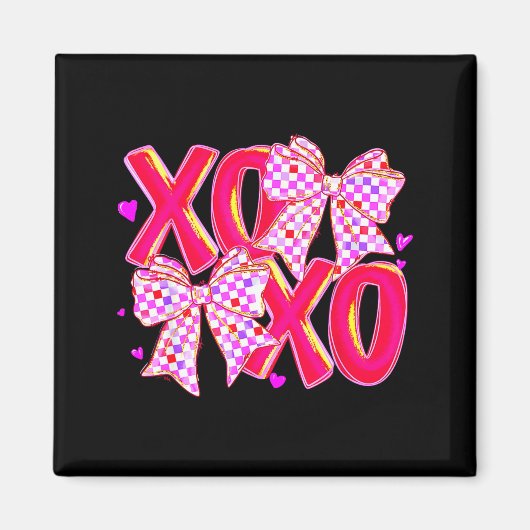 Xoxo Valentines Day Love Funny Coquette Bow Checke Magnet (Vorne)