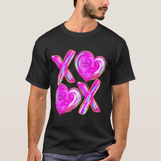 Xoxo Valentines Day Love Funny Coquette Bow Checke T-Shirt (Vorderseite)