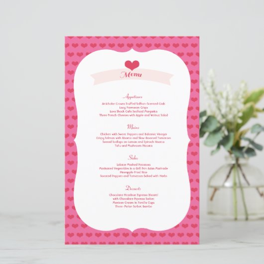 XOXO Valentine's Day Party Menu Decor Set (Stehend Vorderseite)