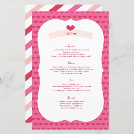 XOXO Valentine's Day Party Menu Decor Set (Vorne/Hinten)
