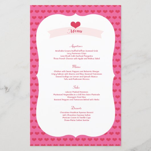 XOXO Valentine's Day Party Menu Decor Set (Vorderseite)