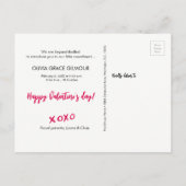 XOXO Valentins Baby Girl Custom Foto Geburtsstat Ankündigungspostkarte (Rückseite)