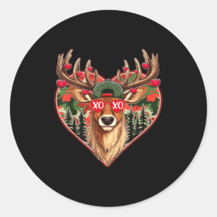 Xoxo Valentinsgruß Bock Tarnung Hirsch Retro-Jagd Runder Aufkleber