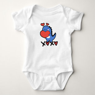XOXO Valentinstag 2026 Süßer Dino Baby Strampler