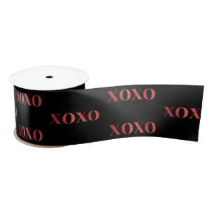 XOXO Valentinstag Chic Schwarz Rot Glitter Satinband