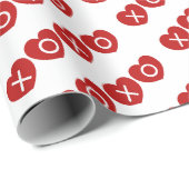 XOXO Valentinstag Cute Red Hearts Geschenkpapier (Rolleneckpunkt)