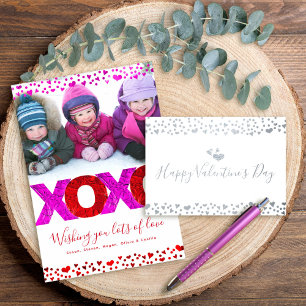 XOXO Valentinstag Foto Herzen Bold Modern Echt Folienkarte